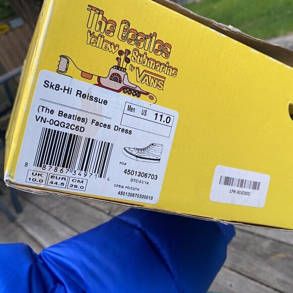RARE The Beatles X Vans Sk8 High Yellow Submarine With Box Size 11 - Picture 2 of 16